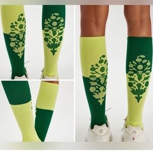 NWT FP Movement by Free People Green Yellow Athletic Knee-High Socks One Size